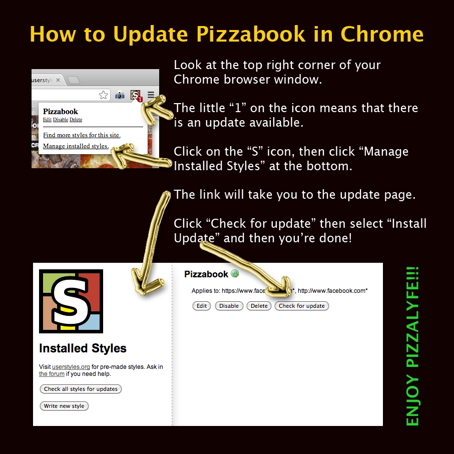 How To Update Pizzabook in Chrome